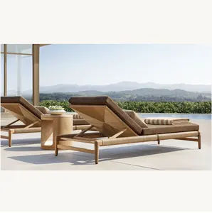 Sassanid Outdoor Classic Heritage Design Patio Garden Sets Luxury Hotel Outdoor Furniture Eva Natural Teak Chaise