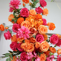 Kunstzijde oranje roze rozen bloemenbogen bruiloft achtergrond voor binnen en buiten feest decoratie