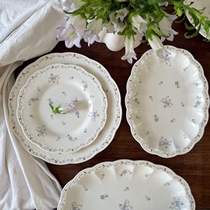 Juego de Vajilla de Cerámica Vintage Hecho a Mano Lelyi French Margarite Blue, Incluye Plato, Taza de Café, Plato para Postre y Platos para la Cena - Product Image 2