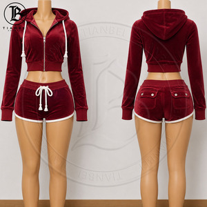Completo in <span class=keywords><strong>velluto</strong></span> da <span class=keywords><strong>donna</strong></span> Y2K personalizzato Autunno Inverno 2026: Giacca con colletto a costine e <span class=keywords><strong>pantaloni</strong></span> con strisce laterali, set due pezzi in velour - Product Image 2