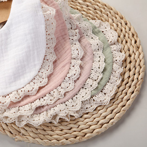 Ensemble bandeau en dentelle et nœud Boho pour nouveau-né bave salive serviette de bain mousseline bandana pour bébé filles - Product Image 6