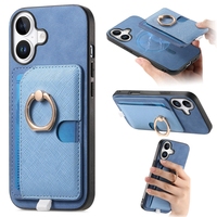 Étui pour carte de crédit couverture arrière pour iPhone 15/16 Pro/16 Plus, étui portefeuille porte-anneau magnétique pour iPhone 16 PROMAX/12/13 /14