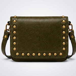 Luxury Preppy Vintage <b>Rivet</b> <b>Leather</b> Crossbody Bag for Women Designer Shoulder Purse Fashion Travel Messenger Bag - Product Image 1