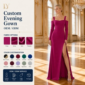 Fabricant de robes de soirée à manches longues et à fente haute, en gros, OEM, ODM - Product Image 1
