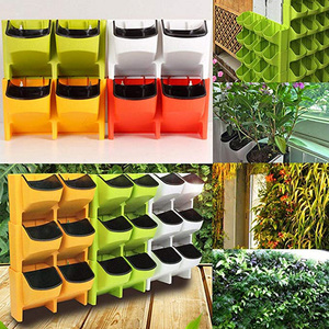 Jardinière verticale empilable en résine pour mur, pot mural auto-arrosant pour fraises et fleurs - Product Image 4