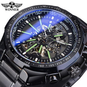 Winner <span class=keywords><strong>2022</strong></span>, nuevos relojes para <span class=keywords><strong>hombre</strong></span>, cristal con luz azul, reloj deportivo automático resistente al agua de acero inoxidable dorado a la moda, reloj luminoso - Product Image 6