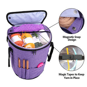 Sac de tricot portable avec plusieurs poches, organisateur spécialisé pour le rangement du fil et des fournitures de crochet - Product Image 2
