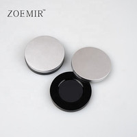 Étui de luxe rond en plastique noir et argenté vide pour poudre compacte, palette de maquillage pour le visage, fard à joues et anticernes, vente en gros