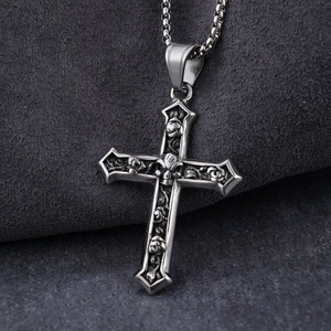 Collar con Colgante <span class=keywords><strong>de</strong></span> Metal <span class=keywords><strong>de</strong></span> la Virgen María, Madre <span class=keywords><strong>de</strong></span> Jesús, con <span class=keywords><strong>Cruz</strong></span> Grabada con Logotipo en Acero Inoxidable, en Oferta - Product Image 2