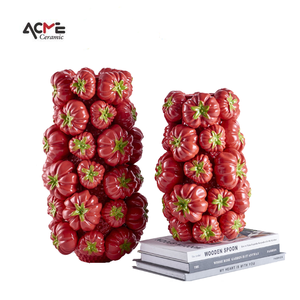 Vase à fruits rond en céramique moderne européen simple et Art déco, décorations d'intérieur, ornements, vase à tomates - Product Image 3