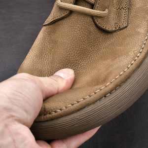 Retro Men's Leather <b>Shoes</b> Round Toe Lace-up <b>Soft</b> Cow Leather Rubber Sole Walking Style Casual <b>Shoes</b> - Product Image 3