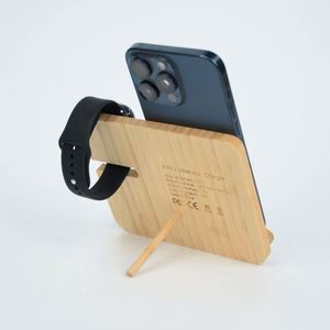 Nuevo Cargador Inalámbrico Multifuncional Plegable de Bambú con Relieve OEM, Base Luminosa de 15W para Teléfono Móvil, Reloj y Auriculares, para Oficina - Product Image 1