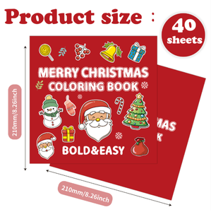 كتب نشاط تلوين الكرتون عالية الجودة مع 40 ورقة كتب تلوين عيد الميلاد المجيد مربوطة - Product Image 2