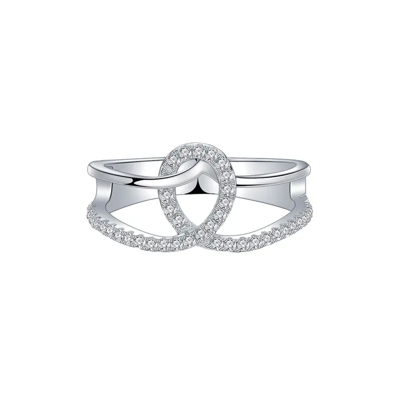 Zirkon Fine Jewelry Designer CZ S925 Sterling Silber Zirkonia Double Layer Twist Rings für Frauen
