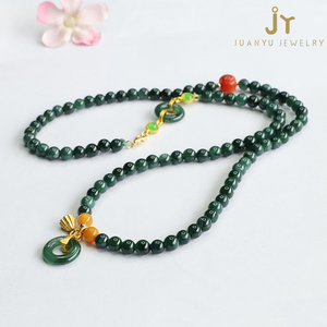 Birmanie Jadéite <span class=keywords><strong>Collier</strong></span> Avec Glands Véritable Pierre Ronde Donut Jade <span class=keywords><strong>Collier</strong></span> De Perles Pour Les Femmes Bleu Myanmar Jade Perles <span class=keywords><strong>Collier</strong></span> - Product Image 2