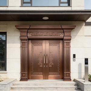 <span class=keywords><strong>Puerta</strong></span> Antirrobo de <span class=keywords><strong>Doble</strong></span> <span class=keywords><strong>Hoja</strong></span> de Acero Laminado en Frío para Entrada de Villa, Alta Resistencia, Impermeable, Duradera, Diseño Clásico - Product Image 6