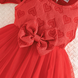 婴儿服装套装 2026 夏季幼儿女孩红色短款上衣 + 蕾丝蝴蝶结薄纱无袖连衣裙 2 件套 - Product Image 6