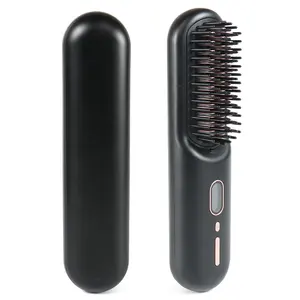 Wireless Heating Hair Straightening Comb Mini Travel Convenient USB Rechargeable Comb Hair Straightener