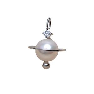 Pendentif Wenchi Globe Planet S925 en or rose avec perle de 11-1,5 mm, accessoire DIY avec plateau vide 4788, produit semi-fini, modèle 14322 - Product Image 5