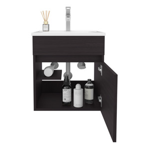Primavera 18 In Wide <b>Floating</b> Bathroom Vanity With Cabinet And <b>Shelves</b> <b>Black</b> - Product Image 5
