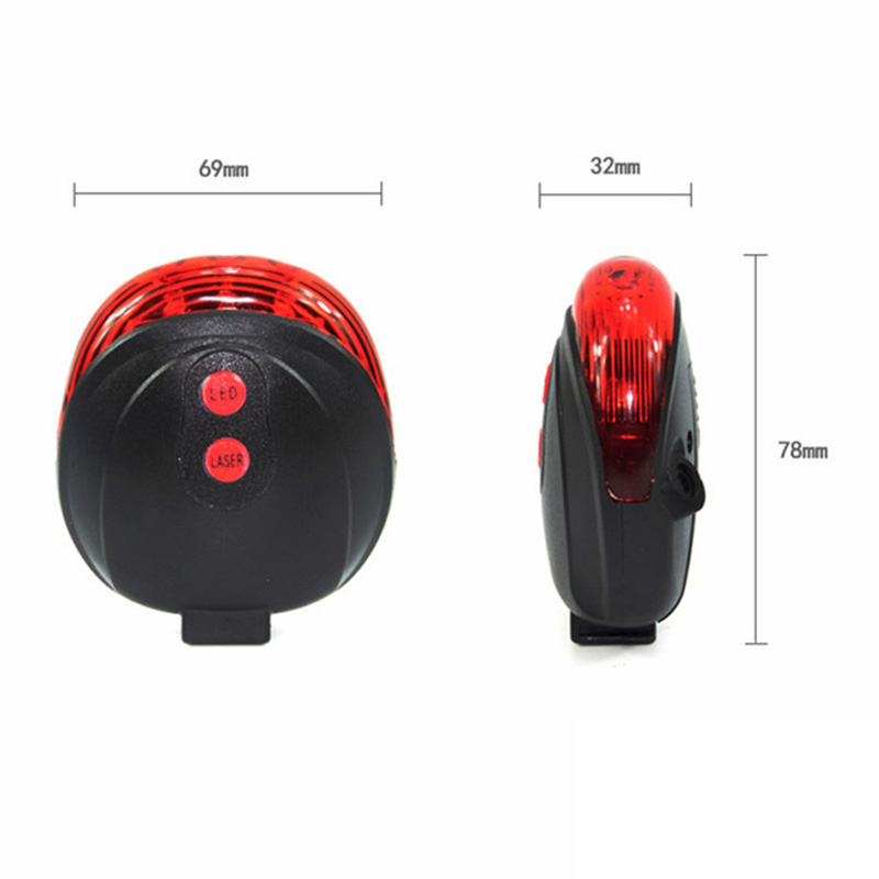 Feu Arrière Vélo LED 5 LED + 2 Lasers – Clignotant Rouge étanche – Lot De 1
