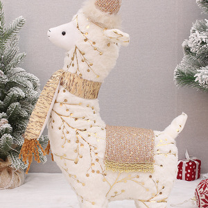 Juego de muñecos de alpaca de peluche navideños con bufanda y gorro para decoración del hogar - Product Image 4