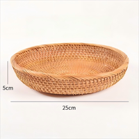 Panier de rangement classique en rotin tressé à la main, écologique, design à bouche peu profonde, pour salon, table basse et café
