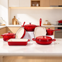 Marmite et faitout en fonte émaillée durable, ustensile de cuisson multifonctionnel pour la préparation des repas à la maison