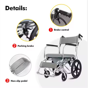Portable Folding Manual Wheelchair <strong>Elderly</strong> Rehabilitation Reinforcement Bath <strong>Chair</strong> Commode Toilet Walker Shower <strong>Chair</strong> Features - Product Image 4