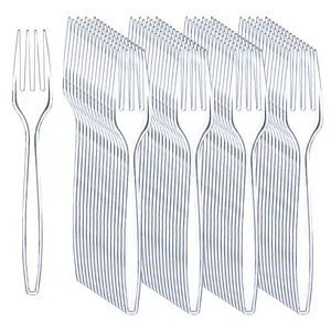 Clear Plastic Forks - Heavyweight Disposable Forks - 6.7inch Heavy Duty Clear Cutlery - Plastic Utensils