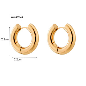 Hoop Earrings Gold Stainless Steel Geometric Design Minimalist Style Fashion Jewelry - Product Image 5
