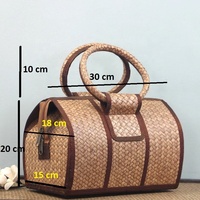 Tas Jinjing Selempang Wanita dan Wanita, Tas Jinjing Dompet Jerami Bambu Vietnam