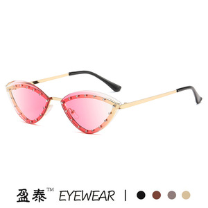 แว่นตา แว่นกันแดดทรงแคทอาย กรอบโลหะ สีทอง ป้องกันรังสียูวี 400 สไตล์แฟชั่นสตรี - Product Image 5