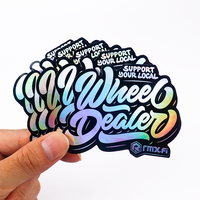 Autocollants holographiques en vinyle imperméable, impression personnalisée de logo, étiquettes décoratives laser pailletées arc-en-ciel, autocollants découpés à la forme