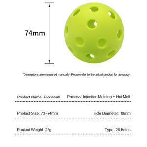 Chifory Sports Alta calidad 26/40 agujeros Molde de inyección de plástico Rendimiento Pickleball al aire libre para entretenimiento Pickleball Balls - Product Image 5