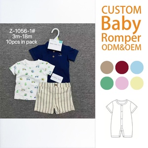 Ensemble de 3 pièces pour bébé garçon en coton 100% pour l'été, 2 hauts à manches courtes + shorts, vêtements décontractés pour 3 à 18 <span class=keywords><strong>mois</strong></span> - Product Image 1
