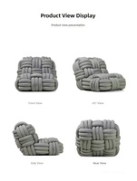 Fauteuil moderne à nœuds tressés avec coussin rembourré doux, fauteuil décoratif tressé, 5 options de couleur pour salon et hôtel