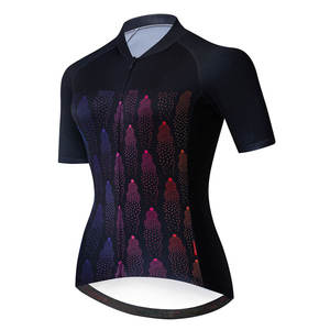 Maillot de cyclisme unisexe à manches courtes en maille respirante avec imprimé gouttelettes, protection solaire SPF 50+, séchage rapide, coupe ajustée, pour entraînement cycliste en salle - Product Image 2