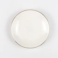 Plateau de présentation de bijoux en céramique de luxe, forme ronde, 3,5 pouces, vierge pour sublimation, personnalisable, avec bord doré et logo