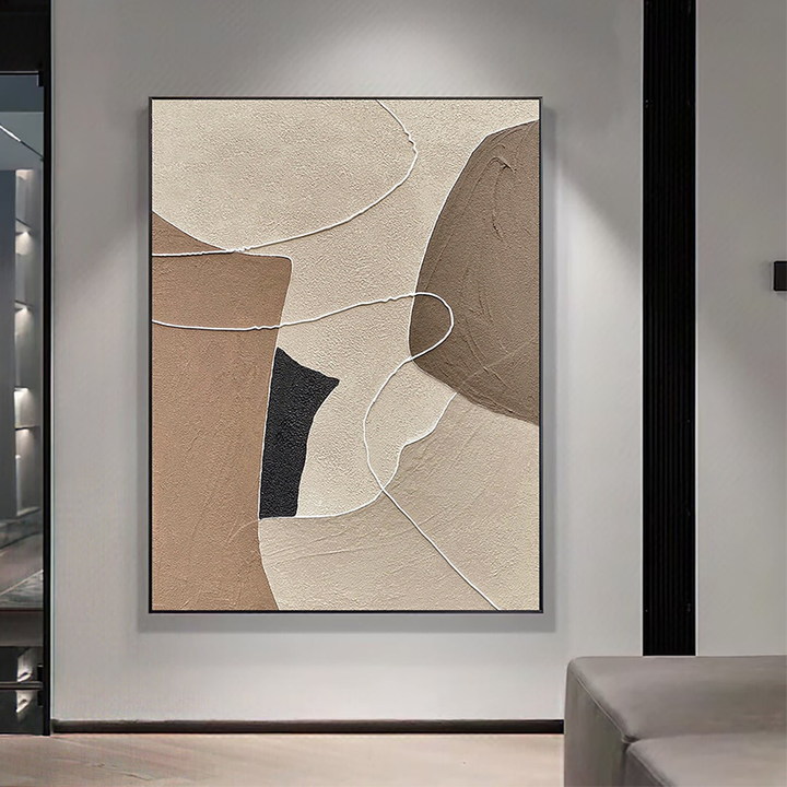 Hand Painted Beige Textured Abstract Oil Painting Modern Minimalist ...