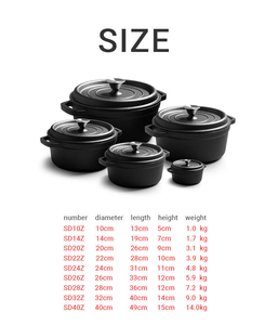Marmite en <span class=keywords><strong>fonte</strong></span> pré-culottée non revêtue, robuste, avec deux poignées, pour cuisinière à gaz et four, pour ragoûts de camping, vente en gros OEM - Product Image 2