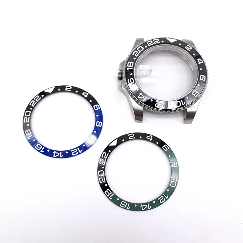 Accessoires de montre personnalisés Boîtiers de montre pour hommes Boîtier en acier 38mm Lunette en céramique entièrement lumineuse adaptée à la modification de montre de plongée