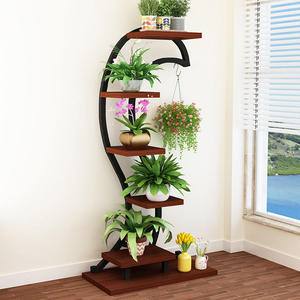 Support à plantes à 5 niveaux en métal noir carré pour plantes d'intérieur et d'extérieur - Product Image 6