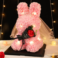 Boîte cadeau de fleurs éternelles en forme de lapin avec rose pour petite amie/épouse - Cadeaux pour anniversaire, mariage, Pâques, Saint-Valentin