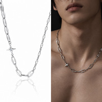 Collier unisexe en acier inoxydable avec pendentif étoile ajouré style patchwork, accessoire tendance hip-hop de luxe léger haut de gamme