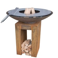 Table de foyer moderne en acier corten portable, haute durabilité, pour jardin, fête en plein air, combustion de bois, avec cuisine extérieure