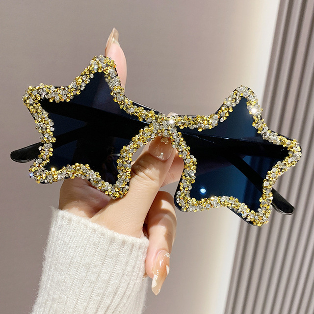 Fashionable Frameless Star Sunglasses with Rhinestones - Perfect for Photos and Parties