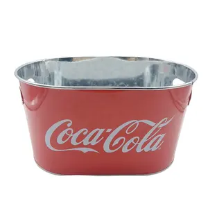 Custom Promotional Cola Design Metal Tinplate 10L Oval Ice Bucket