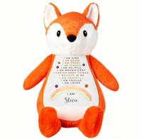 Peluche personnalisée avec nom brodé par transfert thermique, renard ou pingouin, pour enfants, cadeau de naissance et d'anniversaire