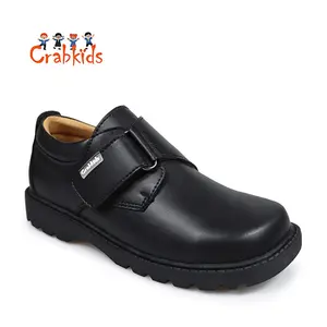 Crabkids Sleek Urban Black Pure Leather Dress Shoes School Shoes For Boys